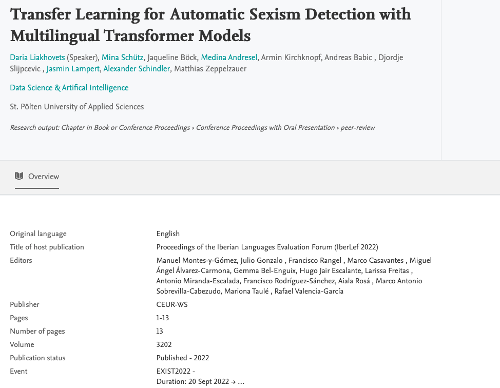 Transfer Learning for Automatic Sexism Detection